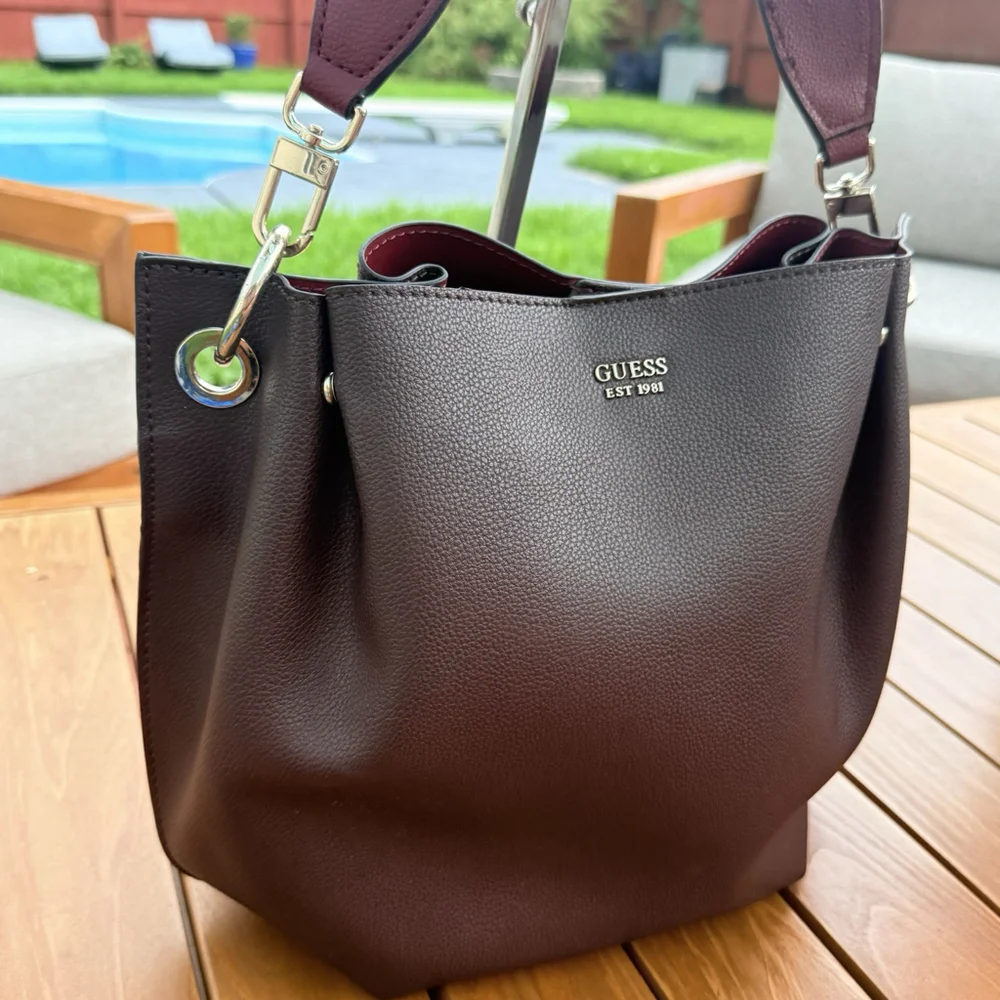 Guess burgundy Hobo Shoulder Bag Large